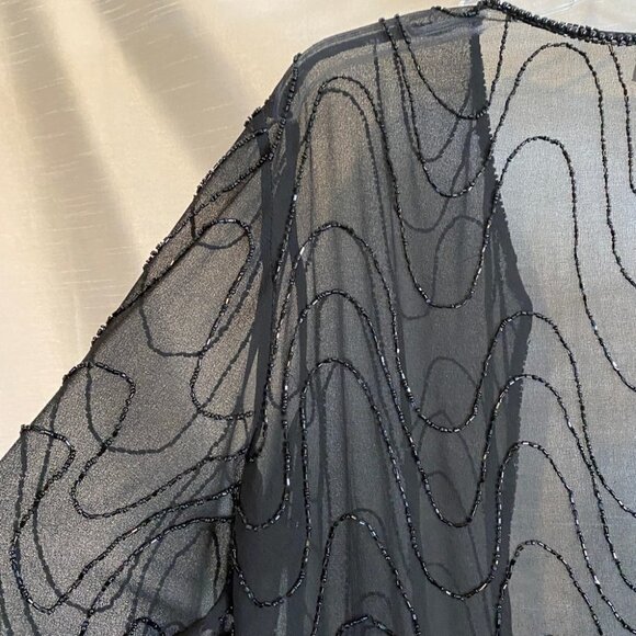 Vintage JMC New  York Black Hand Beaded Sheer Jacket Ladies M - Picture 10 of 12